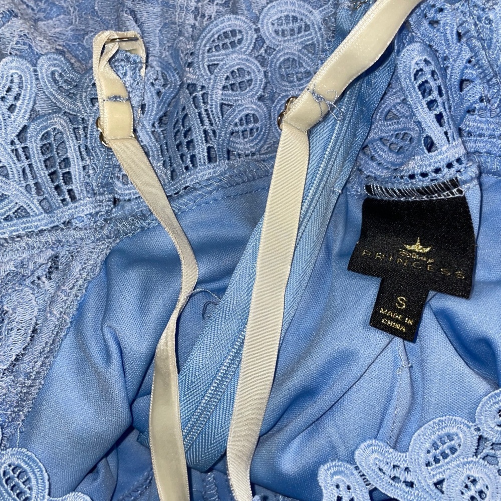 Jr.Small PRINCESS CINDERELLA Disney Zara Pale Blue Lace Off-Shoulder Dress - Picture 16 of 17